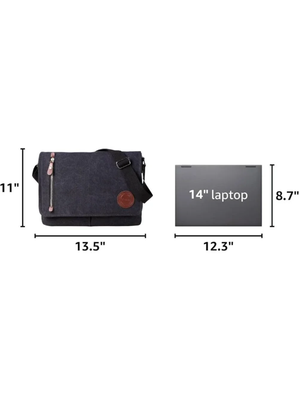 Vintage Canvas Messenger Bag, 13.5